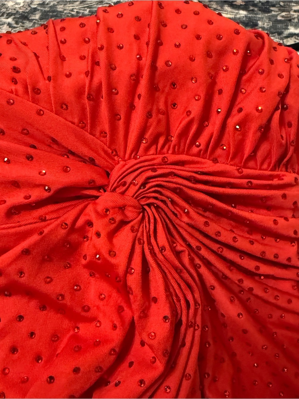 🦋Saylor| Red Rhinestone One Shoulder Ruched Bodycon Party Mini Dress M - Picture 9 of 9